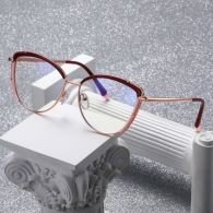 Fashion Women's Computer Glasses Patchwork Color Metal Eyewear Frame