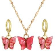 Fashion Simple Exquisite Sweet Butterfly Earrings Necklace